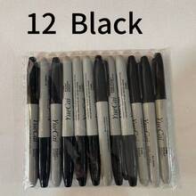 Marcadores Permanentes Pretos - Ponta Grossa, Tinta de Secagem Rápida Sem Sangramento, Linha Larga - Para Arte, Escritório e Materiais Escolares