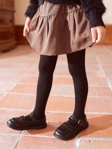 5pcs/Pack Girls Ribbed Tight Leggings, Versatile All-Match Wear, Suitable For School Uniform, Outdoor Activities