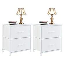2-Piece 2-Drawer Dressing Table Nightstand Set American Country Style Metal Frame With Waterproof Wooden Top Suitable For Bedrooms And Entryways - White - View 1