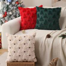 1pc Christmas Decoration Soft Faux Fur Plush Christmas Pillow Cover, Suitable For Living Room Bedroom Sofa, Pillow Insert Not Included - Green - View 9