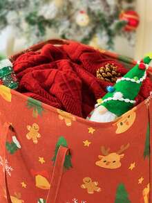 1 件圣诞洗衣篮，大容量储物袋，整理箱，适用于存放衣服、礼物等，用于节日装饰和存储，大容量，厚实，红色和绿色