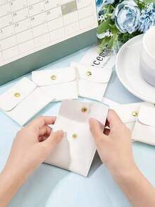 1/5/10pcs Faux Leather Jewelry Pouches With Snap Closure, Luxury Gift Bags For Earrings, Necklaces, Bracelets And Rings Storage - Multicolor - View 6