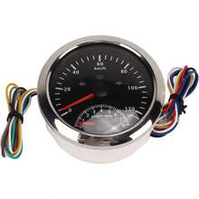 Velocmetro GPS, Odmetro, con Tacmetro, 8000 RPM, 85 Mm, 3 3/8 Pulgadas, Velocmetro GPS con Luz de Indicacin para Vehculos ATV Marinos Bisel plateado con esfera negra - Bisel plateado con esfera negra - Ver 1