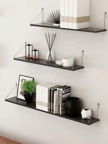 1 pieza Estantería flotante para pared para dormitorio|cocina|baño, estantería flotante de madera rústica montada en la pared con soportes invisibles para libros|almacenamiento|decoración