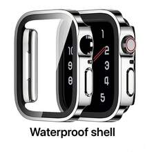 Waterproof Protective Case Compatible With Apple Watch, Suitable For Men And Women, Straight Edge Waterproof, Shockproof, Scratch-Resistant PC Hard Case With Tempered Glass Screen Protector, Compatible With Watch 40/41/44/45/49/S1 42/46, Sensitive Touch, All-Round Protection To Prevent Damage