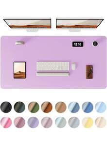 Leather Desk Pad, Office Desk Mat, Large Mouse Pad, Writing Board, Office Desk Blotter, Black, White, Purple, Pink, Gray, Green, Blue Non-Slip PU Leather Imprint, Laptop Pad, Waterproof Writing Mat For Office And Home Gaming Mouse Pad Desk Accessories Office Supplies Office Desk Accessories Mousepad Mouse Pad For Desk - Multicolor - View 79