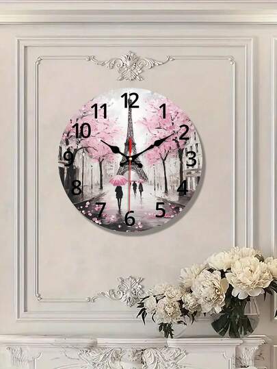 Eiffel Tower Paris Art Wand Klok Silent, 10 12 Inch, Wood Crafted Living Room, Bedroom, Office Battery Operated (AA Not Included) view 4