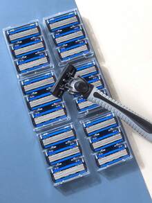 男士手动剃须刀，配备6层不锈钢剃须刀片和可更换刀头 - 彩色 - 查看 6