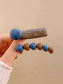 1pc/2pcs Solid Color Casual Acrylic Heart Shaped Barrette, Sweet Front Bangs Clip Hair Accessory, Claw Clips, Hair Slide, Hair Barrettes