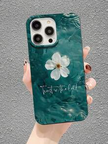 花朵 1 件经典花卉和文字 2D 图案优雅领带，适合作为送给朋友、家人、情侣、生日、节日的礼物，哑光黑色软壳兼容 17/16/15/14/13/12/11/Pro/ProMax/X/XR/XS/XSMAX/7/8/PLUS - 黑色 - 查看 1