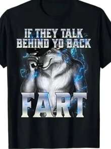 If They Talk Behind Your Back Fart Women T-Shirt Humor Funny Hide Your Wife The Alpha Is Here Saying Tee Men Wolf Graphic Top - màu đen - Xem 1