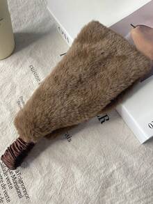 1 件秋冬头带仿兔毛宽边防风发饰，冬季额头保护，女士温暖弹力头带