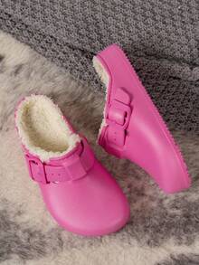 Waterproof Slippers For Toddler Teen And Teen, Fur Lined Wooden Clogs, Winter Gardening Shoes For Crawling Teen, Warm Indoor/Outdoor Teen Mules, Boston Wooden Clogs