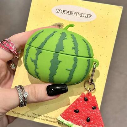 Watermelon Shaped Silicone Protective Case For FreeBuds Pro/4/SE/4E/5i/3, Cute Cartoon Design, Suitable For Summer