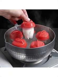 2pcs Multi-Layer Non-Stick Silicone Egg Cooker, Easy To Cook And Steam, Kitchen Tool For Boiling And Steaming Eggs, Heat-Resistant And Easy To Clean - Multicolor - View 3