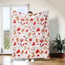 1pc Christmas-Themed Flannel Blanket - High Quality, Warm And Comfortable Blanket/Throw Printed With Gingerbread Men, Christmas Stockings, Reindeer, And Santa Hats, Suitable For Christmas Bedroom Decor - Multicolor - View 7