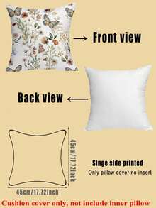 2 pezzi Federe decorative per cuscini con motivi floreali e farfalle verdi, 45x45cm, copricuscini per soggiorno, camera da letto, divano, letto, decorazione per feste di primavera (Imbottitura cuscini non inclusa) - Castano - Visualizzare 3
