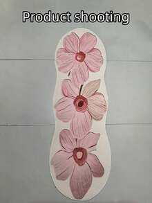 1pc Pink 3-Flower Bedside Carpet, Soft & Comfortable Rug, Asymmetrical Size With 1-5cm Cutting Tolerance, Suitable For Living Room, Bedroom, Entryway, Kitchen, Bathroom, Gaming Room, Study, Plush, Fluffy, Autumn/Winter, Thick/Furry