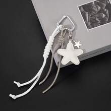 Llavero con colgante de estrella hecho a mano de cuerda trenzada y - Accesorio para bolsos, llaves y decoración de mochilas - Rosa - Ver 11