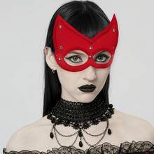 女士时尚PU皮革面具性感朋克哥特万圣节嘉年华派对半脸面具化妆舞会夜总会角色扮演道具面具 - 彩色 - 查看 7