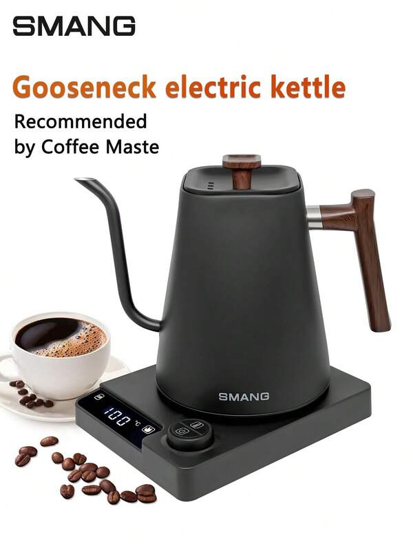 1pc Home Use Gooseneck Coffee Kettle With Temperature Control & Insulation, 1200W High Power Quick Boiling Electric Water Kettle, 1000ml Capacity Stable Water Flow, 304 Stainless Steel Material