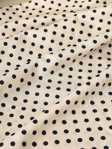 2pcs/Set Teen Girls Polka Dot Bow Long Sleeve Top + Polka Dot Pleated A-Line Skirt, & Elegant Bridesmaid/Holiday Outfit - Apricot - View 7