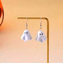 1 Pair Cute Ghost Cartoon Earrings, Lovely Ghost Earrings For Halloween Party - White - View 6