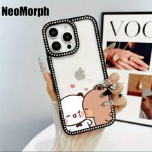 Funda para teléfono con diseño de osito adorable, doble cara, 3 en 1. Compatible con phone 16 Pro Max, 16, 15 Pro, 14, 14 Plus, 14 Pro, 13, 13 Pro, 12 Pro, 11 Pro y Pro Max. Suave, resistente a caídas y manchas. Ideal para hombres y mujeres. - Negro - Ver 3