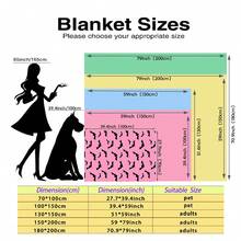 Schwarze Fledermaus-Drucken Decke mit rosa Basis - Hergestellt aus gestricktem Polyesterfleece, moderner Digitaldruck, Cartoon-Motiv, gemütliche Heimdekoration Tagesdecke für alle Jahreszeiten, maschinenwaschbar