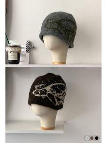 1pc Fair Isle Knit Beanie, Vintage Cuffed Knit Hat For Women, Autumn/Winter, Warm, Fits Most Head Sizes - Multicolor - View 8