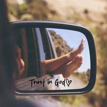 "Trust In God" Christian Miracle Workshop Rearview Mirror Decal - Self-Adhesive, Shiny, Perfect For Teachers And Religious Gifts, Heart-Shaped Symbol, Religious Car Accessory | Inspirational Quote | Easy To Install, Christian Decor, Home Decor Wall Decor Room Decor Wall Stickers Wall Sticker Stickers