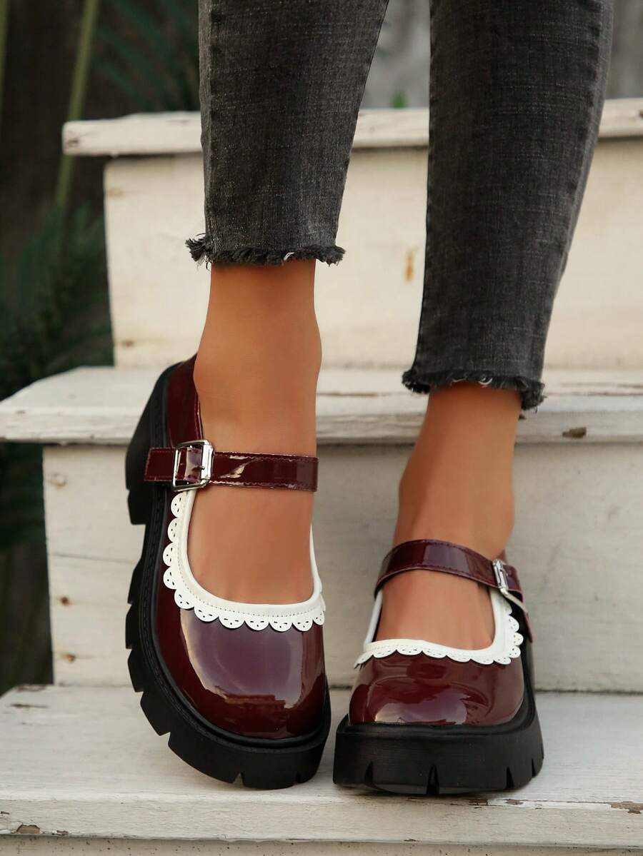 2025 Autumn New Thick Sole Mary Jane Leather Shoes, Vintage Mid-Heel JK Uniform Loafers For Women