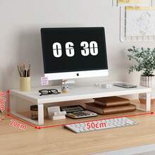 1pc Wooden Monitor Stand With Storage, Laptop Computer Monitor Riser Desk Organizer, Suitable For Home And Office Desktop, Laptop Stand, Office Supplies - 彩色 - 查看 6
