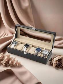 Hộp đựng đồng hồ dung tích lớn 1/3/6 ngăn, giá trưng bày đồng hồ, vòng tay và dây chuyền cho nam và nữ, hộp đựng đồng hồ cơ và điện tử. Hộp da PU màu đen thanh lịch có thanh chắn an toàn - Có thể đựng đồng hồ, hộp trưng bày quà tặng hoàn hảo, hộp đựng đồng hồ, hộp trưng bày đồng hồ, sắp xếp và lưu trữ đồ gia dụng, trang trí phòng, quà tặng nam, quà tặng nữ - Nhiều màu - Xem 5