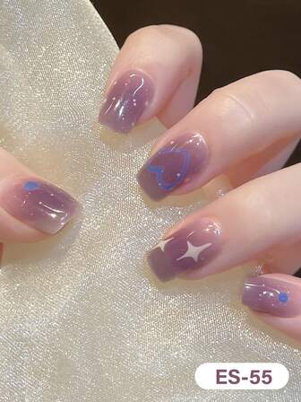 Emi 固化凝胶指甲贴，透明底，20 片凝胶指甲贴，贴纸，需要紫外线，沙龙品质，持久耐用，ES20 跨境批发直销红皮书同款指甲贴指尖指甲贴