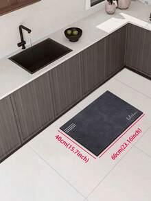 1pc Navy Blue Stripe & Letter Pattern, Minimalist & Fashionable Style, Approx. 3mm Thick Absorbent Kitchen Mat/Carpet Set, Washable, Suitable For Kitchen, Bathroom, Entryway, Laundry Room, Study, Living Room, Bedroom, Hallway