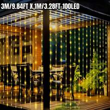 100/200/300 LED 太陽能燈簾燈 - 8 種照明模式，IP65 防水裝飾燈，適用於花園、庭院、牆壁、涼亭、陽台、露營、婚禮、屋簷、窗戶、聖誕派對裝飾，懸掛式仙女燈 - 白色 - 查看 18