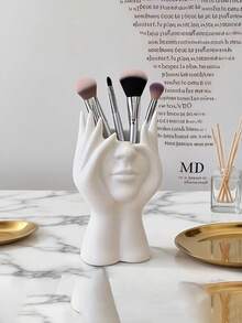 Boîte de rangement pour maquillage facial blanche, boîte de rangement multifonctionnelle pour le bureau, porte-stylo, porte-pinceau de maquillage, décoration. Boîte de rangement pour le bureau à la maison, utilisée pour la décoration du salon, du hall d'entrée, de la chambre. Cadeau idéal pour les camarades de classe et les amis.