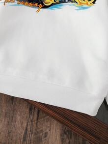 Young Boy's Race Car Pattern Warm Sweatshirt - White - View 4