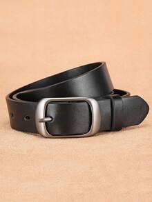 1 Plus Size Ladies' Belt Joker Leisure College Style Belt Classic Silver Buckle Belt Jeans Belt Is Suitable For Daily Leisure, University, Commuting To Work And Back-To-School Season.