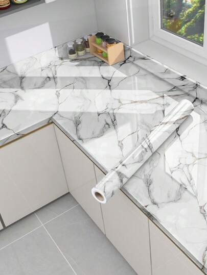 1pc New Brown Jasper Marble Pattern Kitchen Oil-Proof Sticker Waterproof Self-Adhesive High-Temperature Resistant Cabinet Countertop Film Stove Refurbishment Marble Sticker,Stickers,Wall Decal, Vinyl Decal For Home Decorations,Spring Decoration Items Refresh Your Home,Rama Decoration Stickers Gifts Birthday Graduation