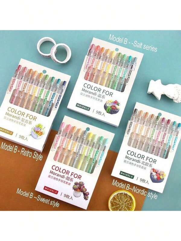 6/9pcs Model B9-Color Neutral Pen Set, 6-ColorThe Color Of Morandi,Signature Pen,Writing Drawing Handbook Office School,Suitable For Office, Meeting, Study Notetaking, Calligraphy, Highlight Marking,And School, Back To School Supplies