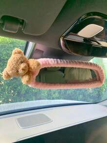Cute Bear Design Automobile Rearview Mirror Cover, Cartoon Car Interior Decoration Accessories