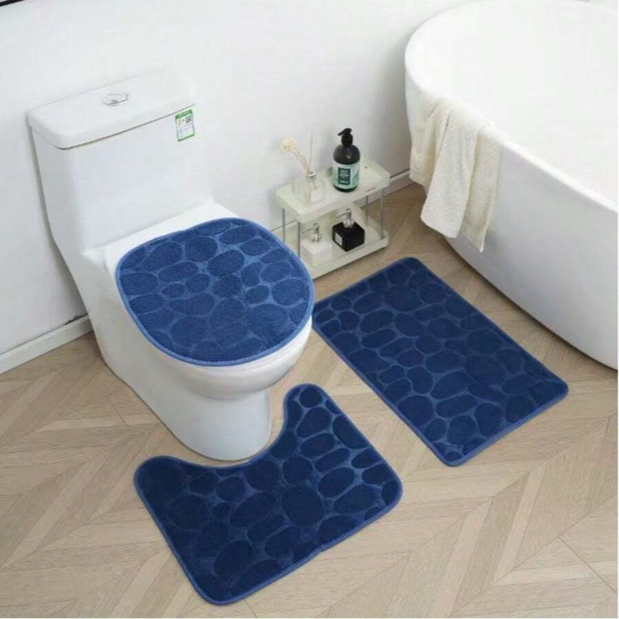 3-Piece Non-Slip Bathroom Set (Smooth) (*VARIED DESIGNS*) - 藏蓝色 - 查看 1
