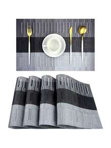 4pcs/6pcs Vinyl Placemats, Japanese PVC Placemats, Waterproof Slip Resistant Heat Insulation Placemats For Restaurants
