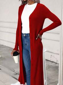 Women Knit Tops - Red - View 2