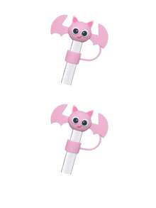 6 Stück rosa schwarze Trinkhalm-Abdeckkappen kompatibel mit Becher-Zubehör für 40 30oz Becher, 10mm wiederverwendbare süße Trinkhalm-Topper-Accessoires, tragbare Schutzstöpsel Dekorationen Geschenke für Party süße Cartoon Strohhalm Staubabdeckung, rosa lila himmelblau