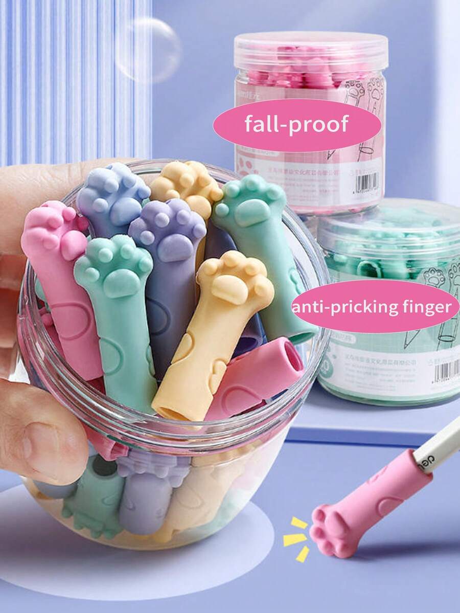30pcs Cat Shaped Pencil Caps, 2-In-1 Creative Cute Pencil Tip Protectors, School Supplies For Kids