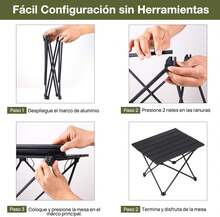 BYCRAY Mesa de Camping Plegable Peque?a, Mesa Plegable Camping Portátil con Tablero de Aluminio,para Aire Libre,Acampar, Senderismo, Picnic, Barbacoa y Playa (40D x 35W x 29H CM) - negro - Ver 6