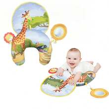 Infant Tummy Time U-Shaped Learning Pillow, Featuring Colorful Cartoon Animal & Nature Designs - Soft Polyester Infant Activity Seat For Motor Skill Development Interactive Sensory Play, Baby Play Mat, Playful Character Design, Durable Baby Toy, Christmas & Halloween Gift